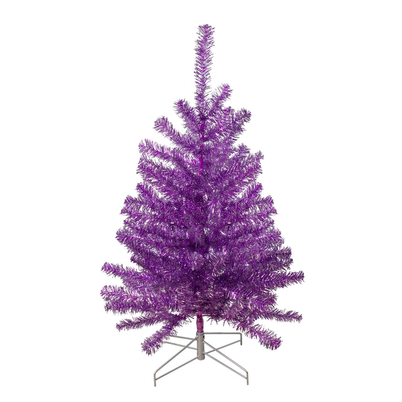 3ft. Unlit Metallic Purple Tinsel Artificial Christmas Tree